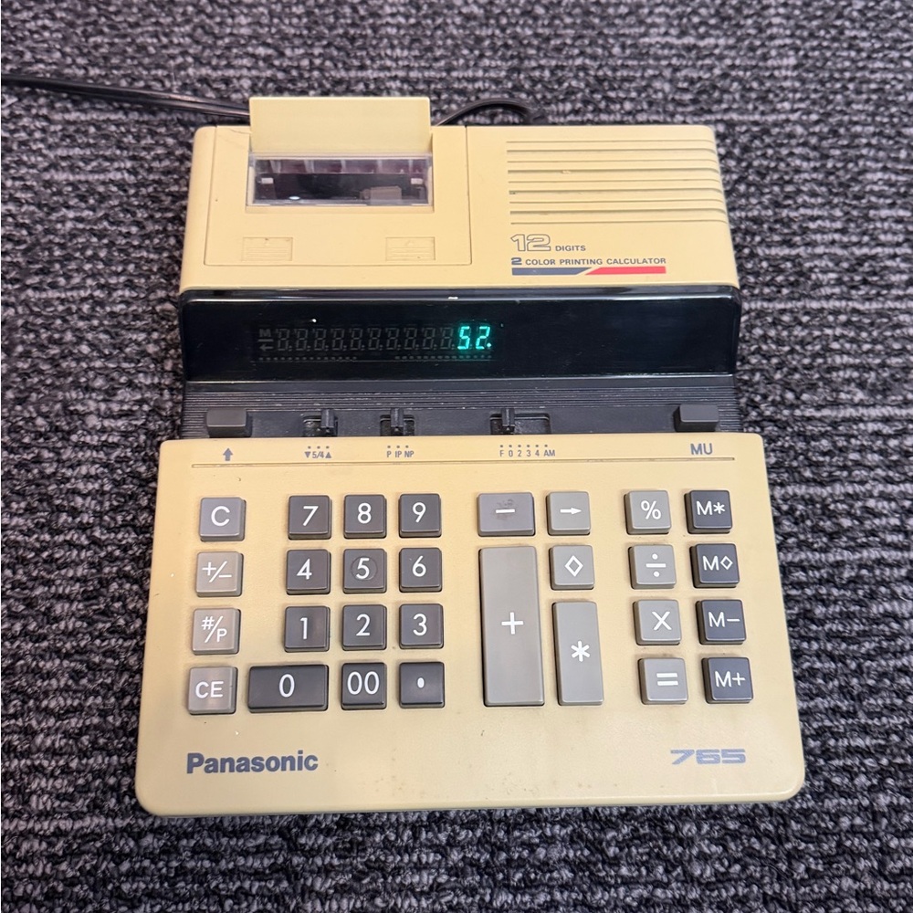 Vintage Panasonic Model JE-765P Electronic Calculator 2 Color Printer
